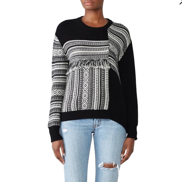 White + Warren Fair Isle Patchwork Pullover